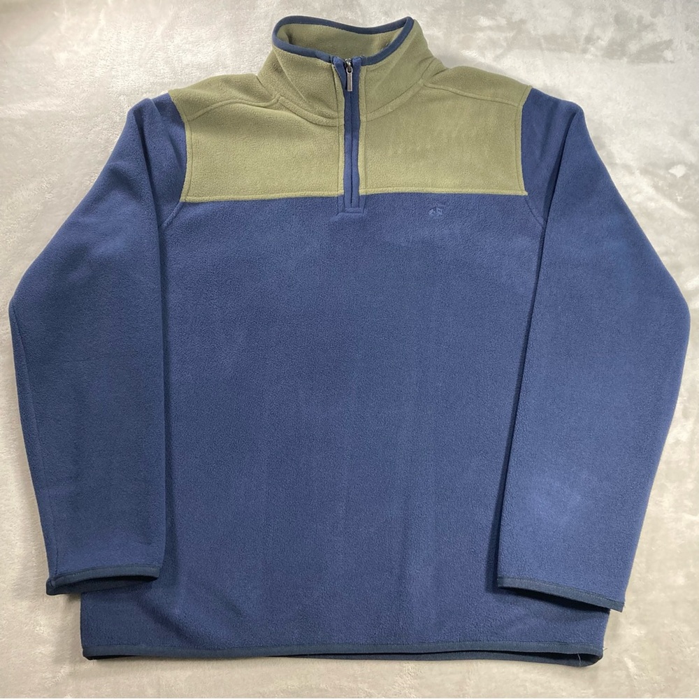 Brooks Brothers Quarter Zip Polartec Fleece Pullover Blue Green Men's Sz L